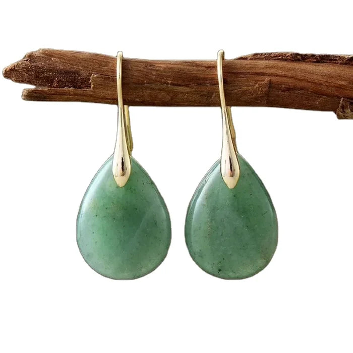 Boucles d'oreilles en pierre de jade naturelle et cristal - Boutique ÉclatsChic
