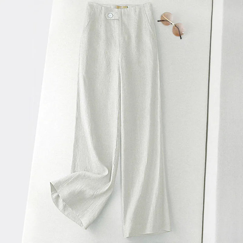 Pantalon ample en lin coupe droite - Boutique ÉclatsChic