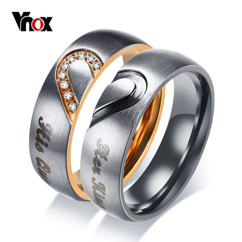 Bague pour couples Vnox en acier inoxydable - Boutique ÉclatsChic
