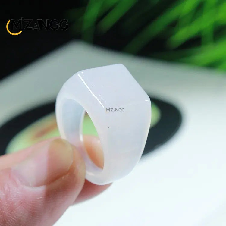 Bague agate naturelle et calcédoine unisexe - Boutique ÉclatsChic