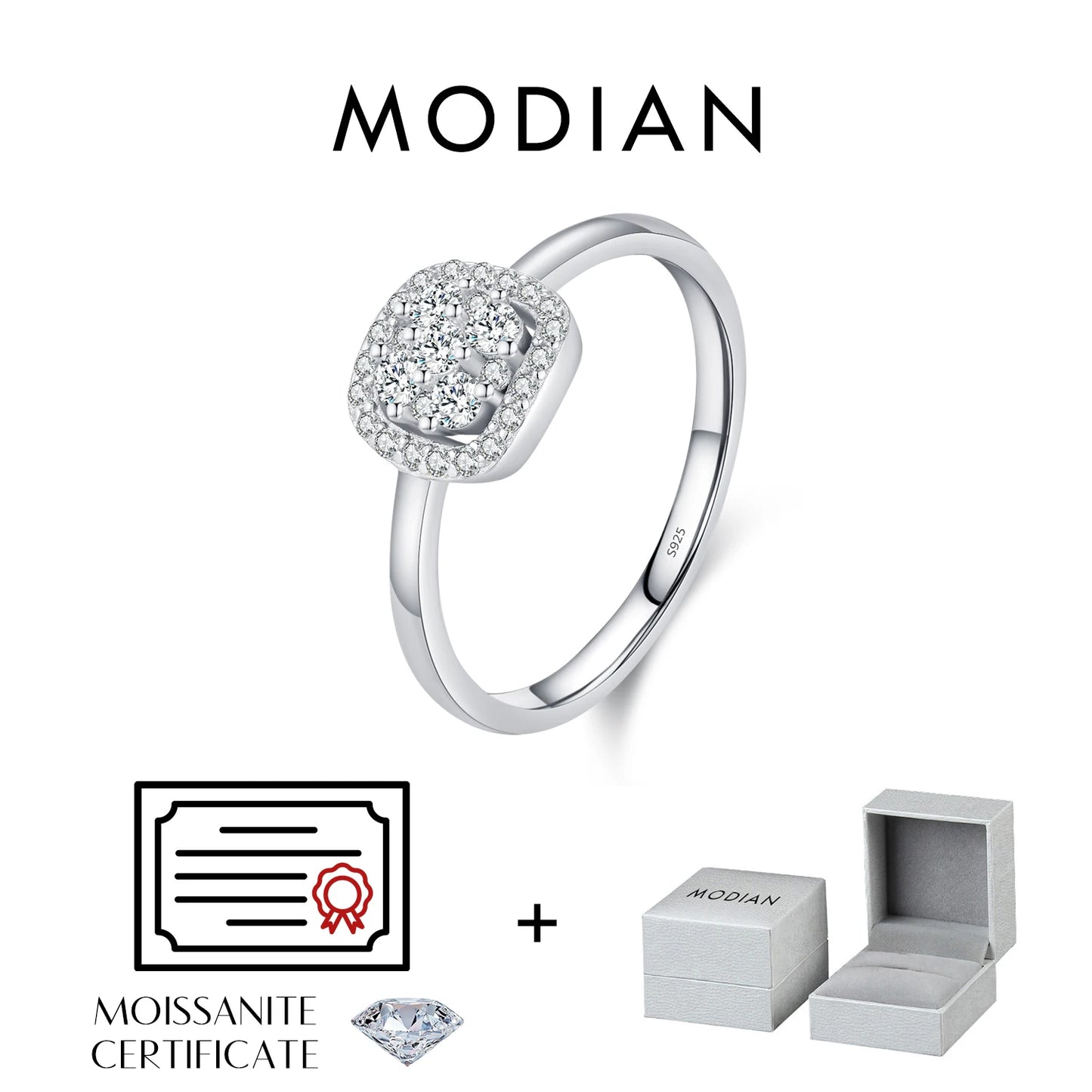Bague de mariage en argent sterling 925 et Moissanite MODIAN - Boutique ÉclatsChic