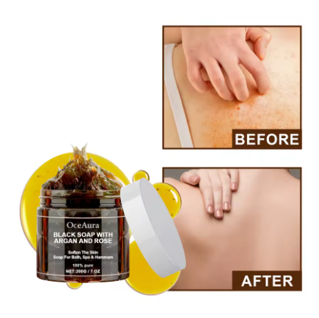 Savon Noir OCEAURA Argan et Rose - Boutique ÉclatsChic